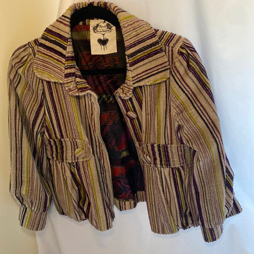 Nuvula Corduroy Cropped Stripe Jacket, Size S.